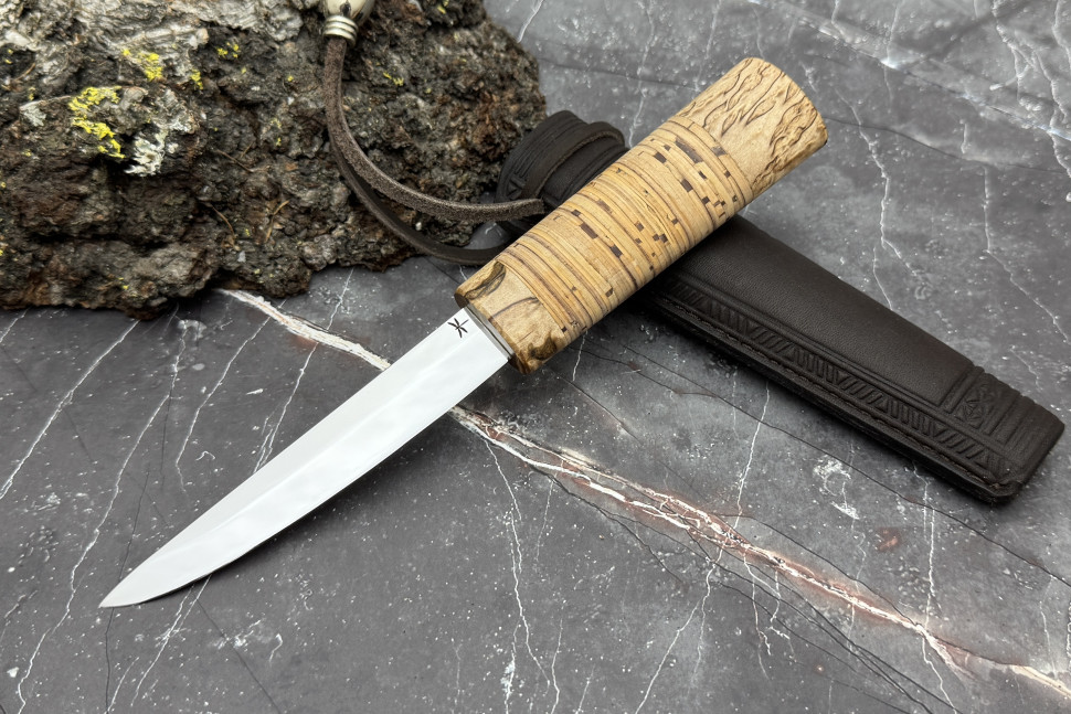 Нож Сындыыс малый 110 (D2, береста-карельская береза)