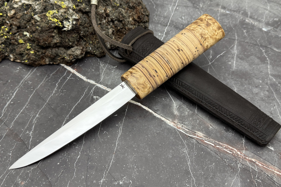 Нож Сындыыс средний 130 (D2, береста-карельская береза)