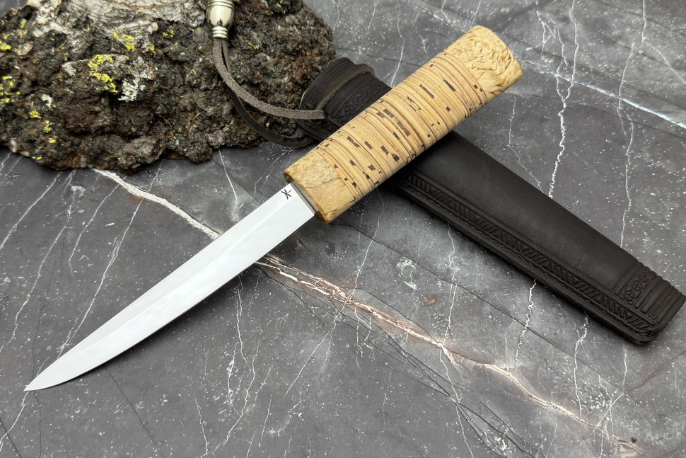 Нож Сындыыс большой 150 (D2, береста-карельская береза)