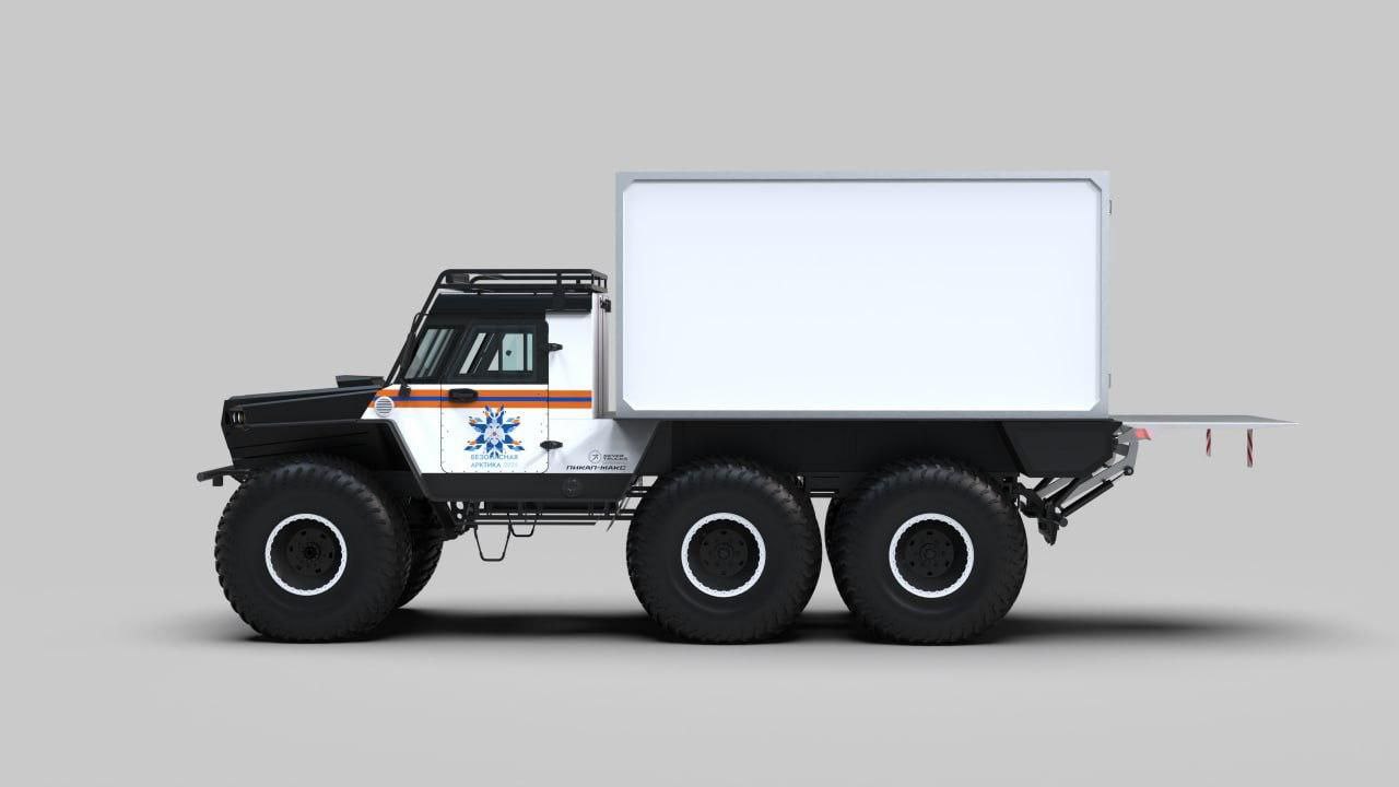 Вездеход Север-трак "Пикап-Макс" с термобудкой и гидробортом